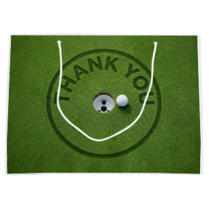 Golf Thank you word on putting green Large Gift Bag