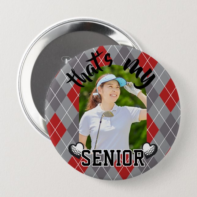 Golf That's my Senior player red grey Button (Front & Back)