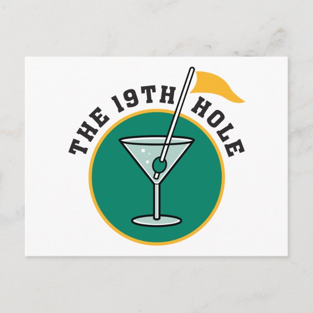 Golf The 19th Hole Drinking Postcard (Front)