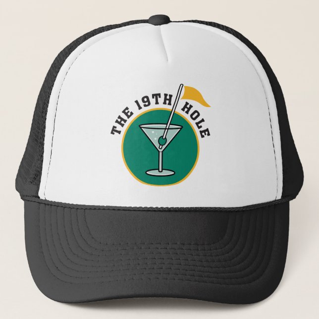 Golf The 19th Hole Drinking Trucker Hat (Front)