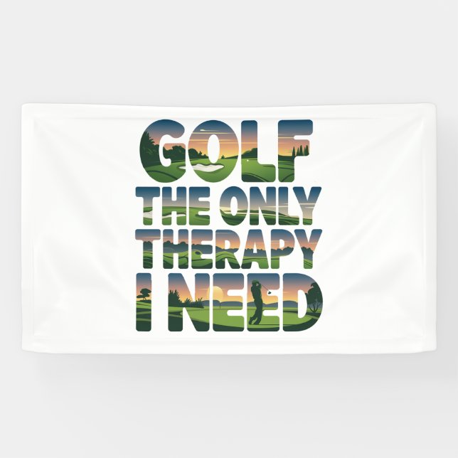 Golf the Only Therapy, Trendy Banner (Horizontal)