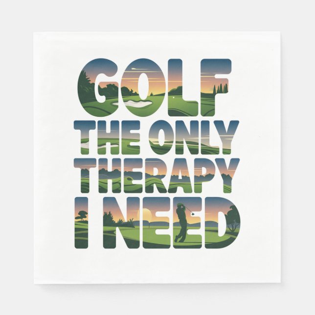 Golf the Only Therapy, Trendy Napkin (Front)