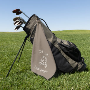 'Golf The Pain Away' Driftwood Brown & Soft Cream Golf Towel
