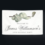 Golf Theme 18th Birthday Party Custom Welcome Banner<br><div class="desc">Welcome your guests with this elegant golf theme birthday party welcome banner. The top of is decorated with golf accessories - a golf club, golf ball, hat and gloves. The watercolor design creates a traditional and classic aesthetic. Perfect for a birthday bash at the club or a backyard BBQ. All...</div>