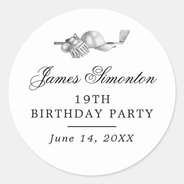 Golf Theme 19th Birthday Party Envelope Seal (Front)