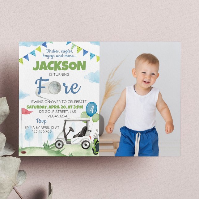 Golf Theme 4th Birthday Party Invitation (Creator Uploaded)