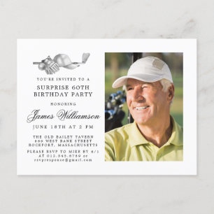 Golf Theme 60th SURPRISE Birthday Party Photo Invitation Postcard