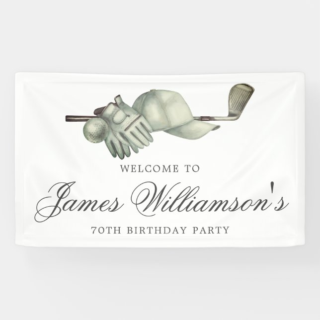 Golf Theme 70th Birthday Party Custom Welcome Banner (Horizontal)
