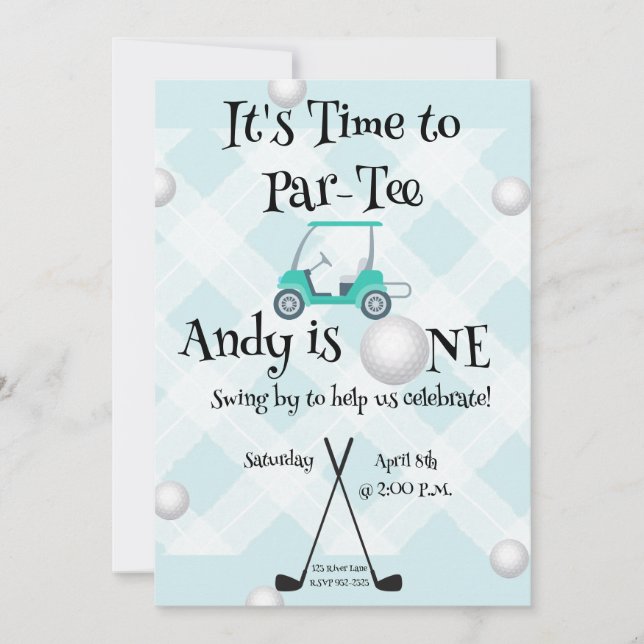 Golf theme birthday bundle invitation (Front)