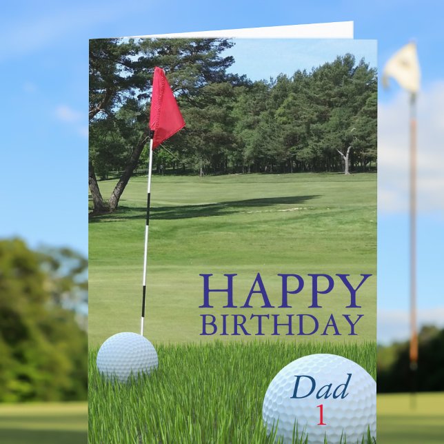 Golf Theme Birthday Card for Golfing Dad ('Fore' your golfing dad (and your golfing mom too) just add your birthday message)