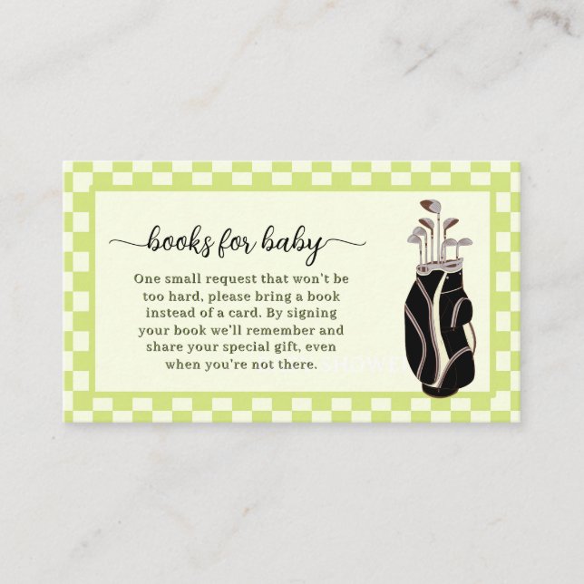 Golf theme books for baby enclosure card (Front)