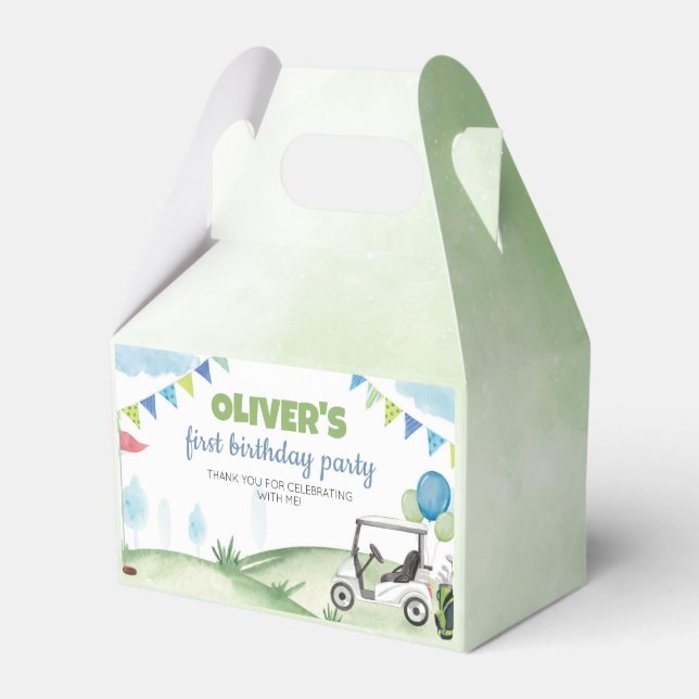 Golf Theme Boy Birthday Party Favour Box (Front Side)
