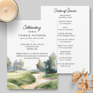 Golf Theme, Celebration of Life Funeral Program