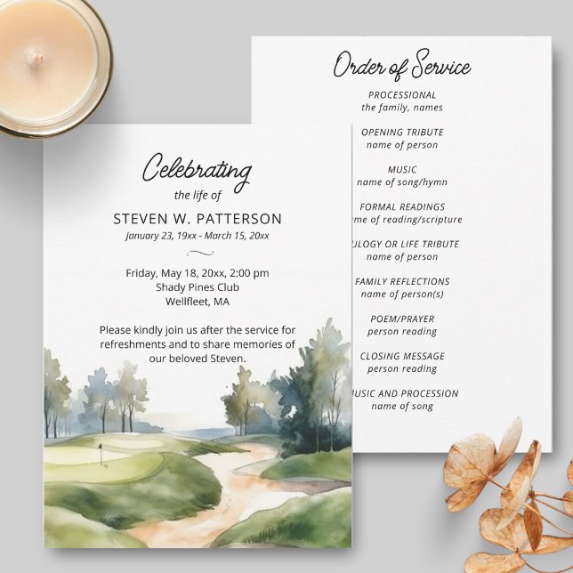 Golf Theme, Celebration of Life Funeral Program (Creator Uploaded)