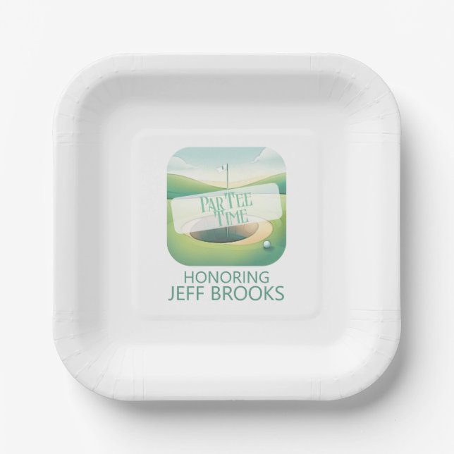 Golf Theme Green Party Paper Plate (Front)