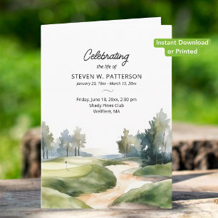 Golf Theme, Instant Download Funeral Program