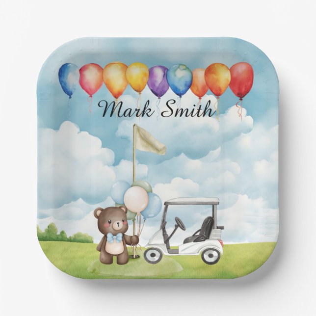 Golf  themed Baby Shower / Birthday for Boy  Paper Plate (Front)