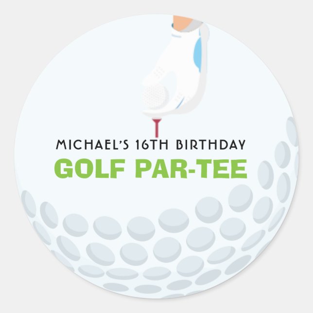 Golf Themed Birthday Classic Round Sticker (Front)
