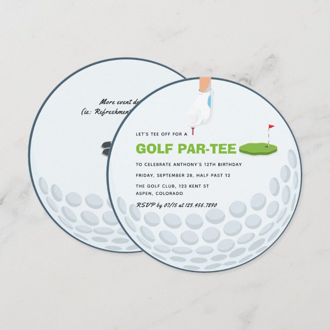 Golf Themed Birthday Party Invitation (Front/Back)