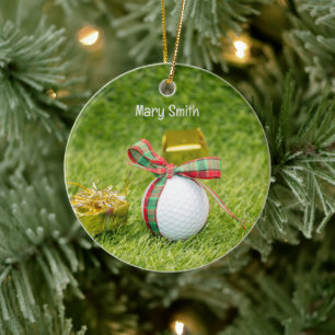 Golf themed Christmas gifts for Golfer Ceramic Ornament