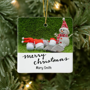 Golf themed Christmas gifts for Golfer Ceramic Ornament