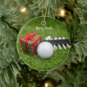 Golf themed Christmas gifts for Golfer Ceramic Ornament