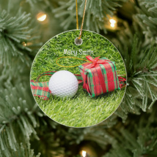 Golf themed Christmas gifts for Golfer Ceramic Ornament