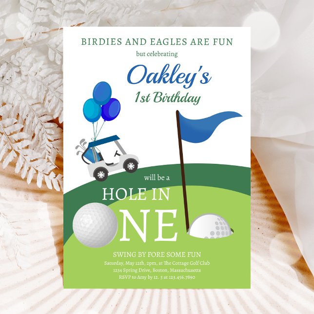 Golf Themed First Birthday Invitation (Creator Uploaded)