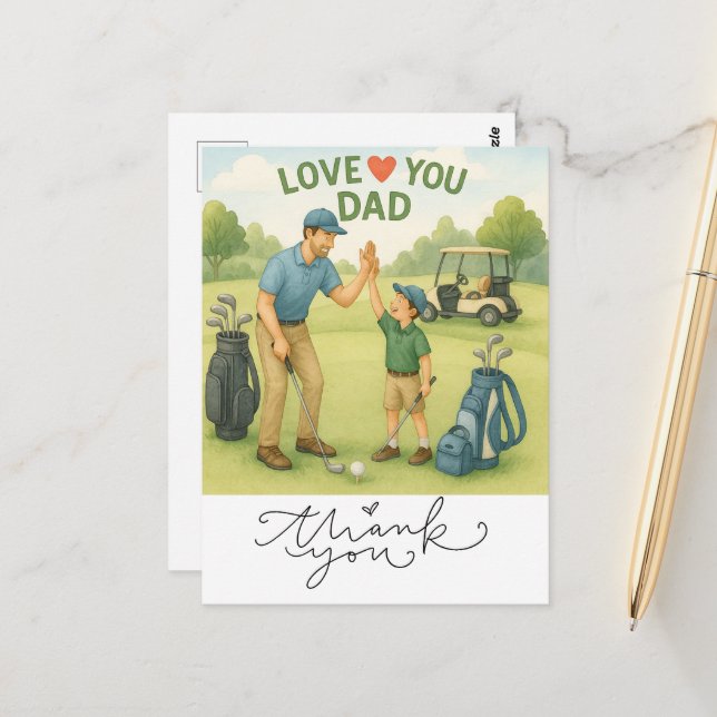 Golf themed for Dad  Postcard (Front/Back In Situ)