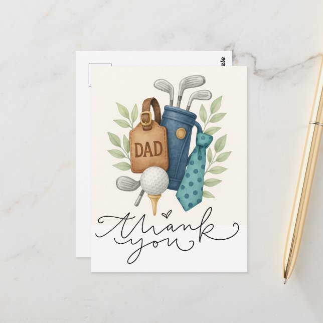 Golf themed for Dad  Postcard (Front/Back In Situ)