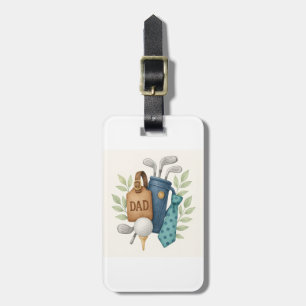 Golf themed for Dad with golf ball and tie  Luggage Tag