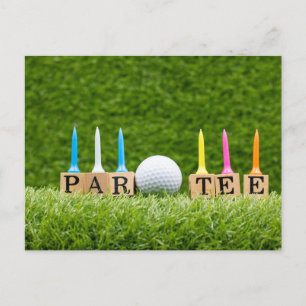 Golf-themed for Let's Par tee for golfer party Postcard