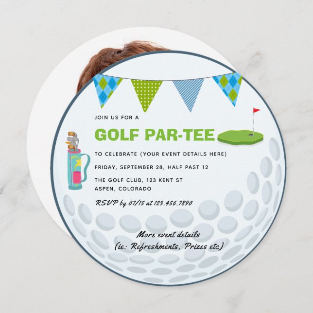 Golf Themed Party Photo Invitation (Front/Back)