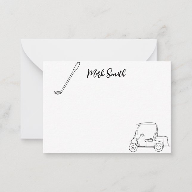 Golf themed with Name for golfer  Note Card (Front)