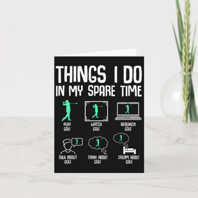 Golf Things I Do In My Spare Time Golfer Kids Boys Card (Front)