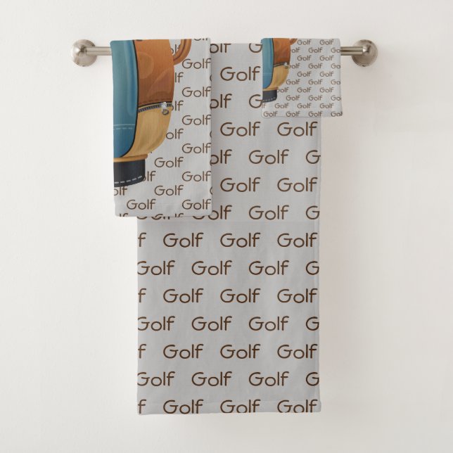 Golf Tiled Text Design Towel Set (Insitu)