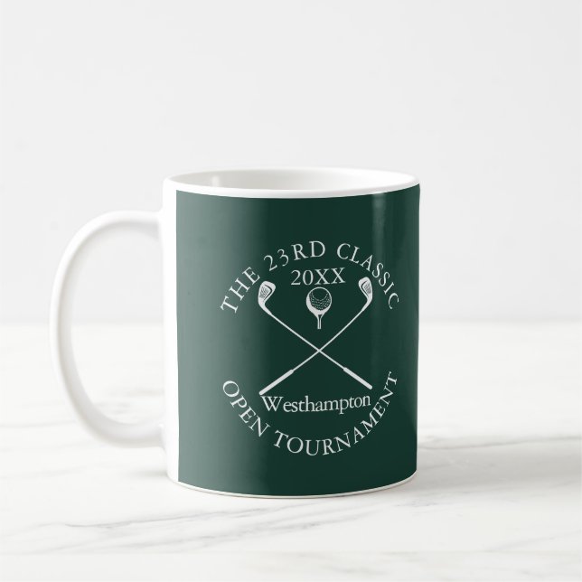 Golf Tournament Classic Event Emerald Green Coffee Mug (Left)