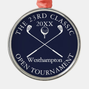 Golf Tournament Classic Navy Blue Award Metal Ornament