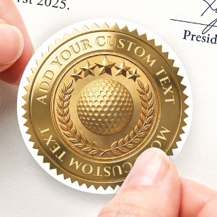 Golf Tournament Club Awards Custom 3D Foil Gold Classic Round Sticker