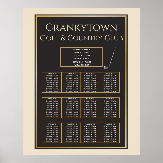 Golf Tournament 🏌 Seating chart  (Front)