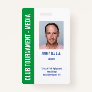 Golf Tournament Security Media Pass ID Badge