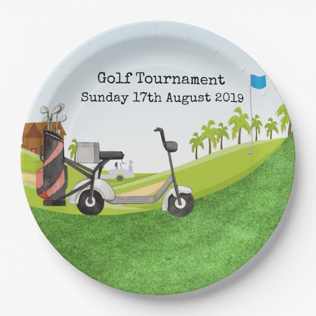 Golf Tournament with golf course view  Paper Plate (Front)