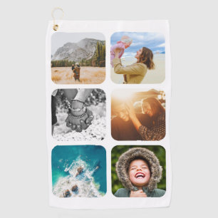 Golf Towel 6 Photo Template Rounded