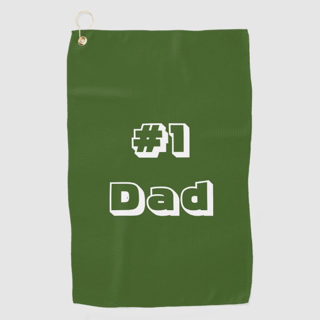 Golf Towel Green Golf Towel #1 Dad (Front)