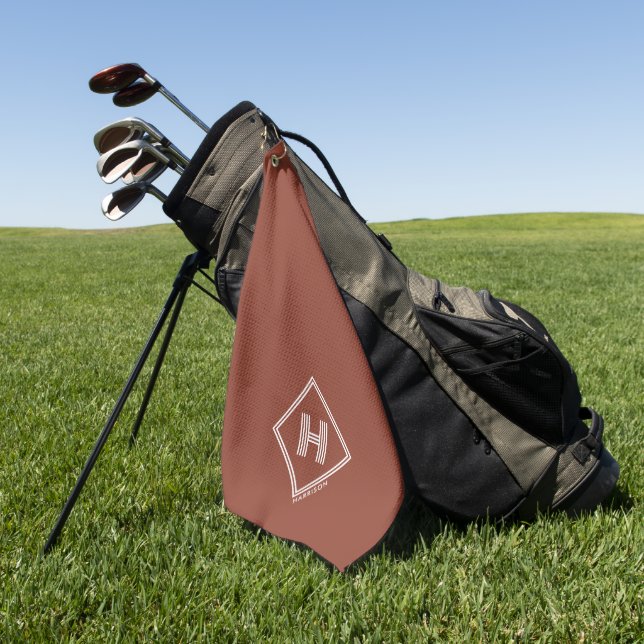 Golf Towel | Stylish Geometric Initial Monogram (Green)