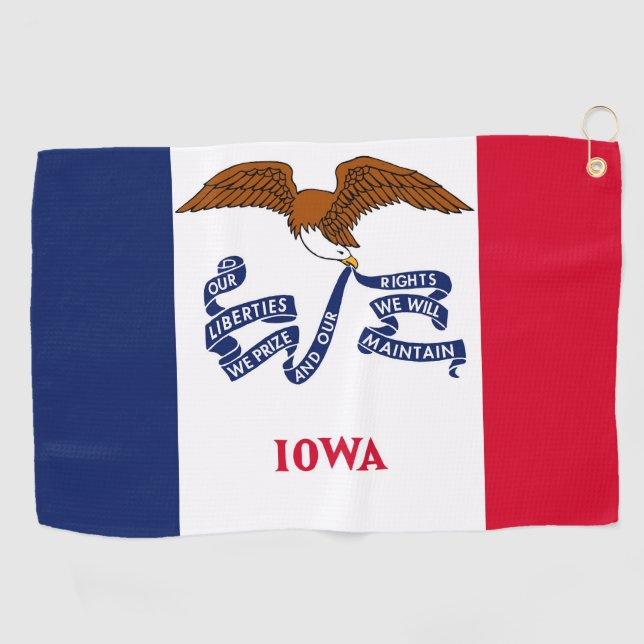 Golf Towel with flag of Iowa, USA (Horizontal)