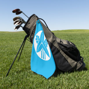 GOLF TOWEL WITH STONE HOLDER AND STAND-UP SWORD
