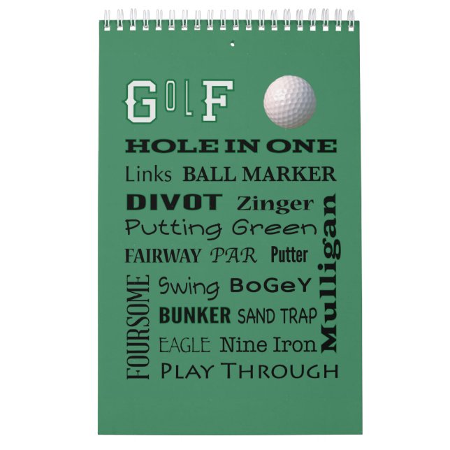 GOLF typography 2025 Hanging Wall Calendar (Cover)