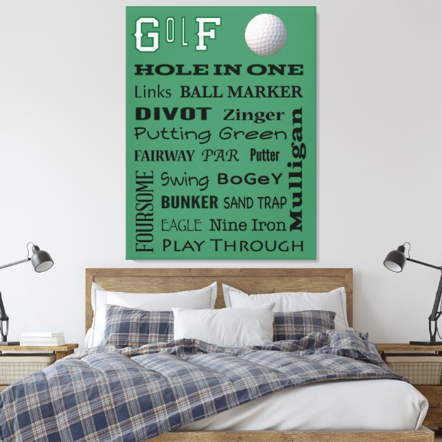 GOLF typography Canvas Print (Insitu (Bedroom))
