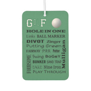 GOLF typography for the Avid Golfer Car Air Freshener